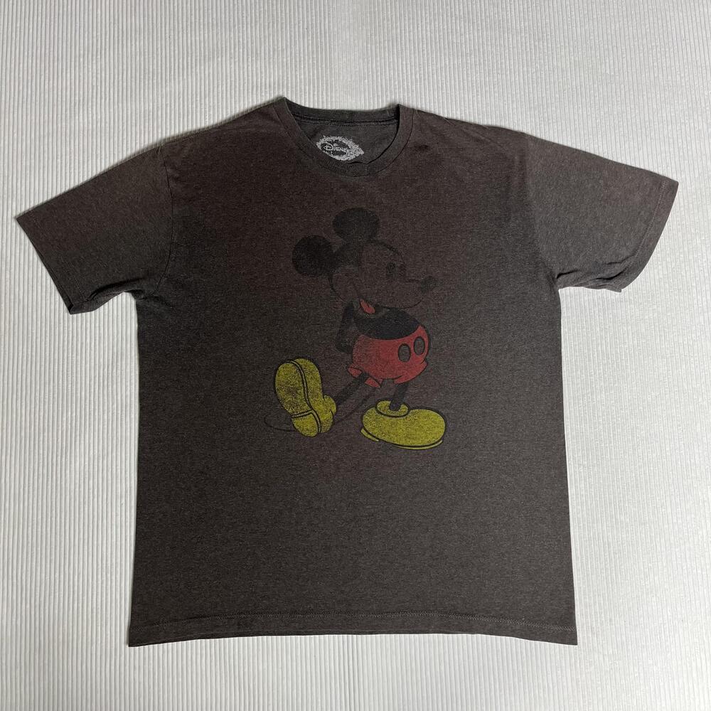Disney Shirt Mens L Gray Mickey Mouse Graphic Tee Tagless Character Tee